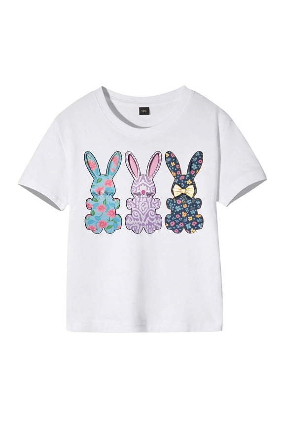 Toddler Toddler Girls Easter Short Sleeve Tee Top for Children Letters and Cartoon Prints Kids Apparel Purple 2-3 Years
