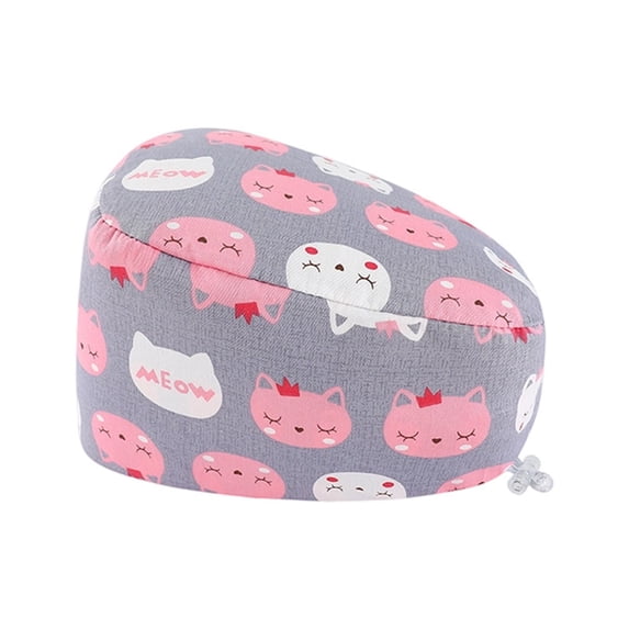 Valora Unisex Beret Hat Breathable Printed Doctor Scrub Cap For Healthcare Workers Pink