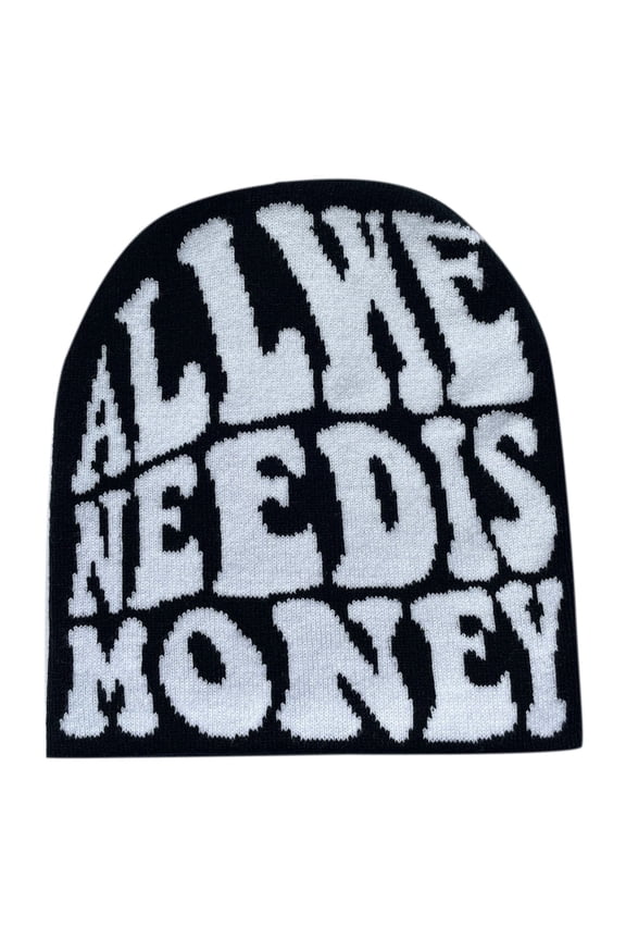 Unisex Knitted Hat with Earflaps Warm Winter Adult Letter Pattern Black