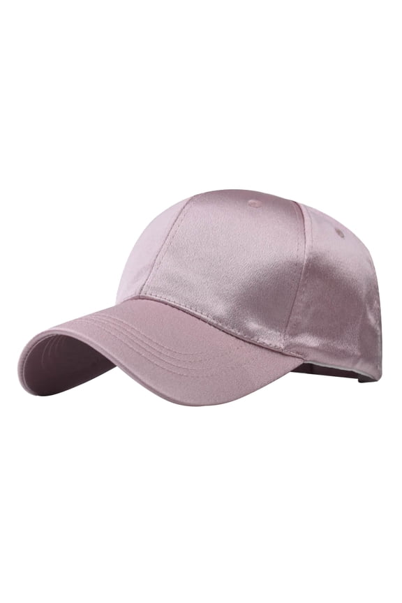 Unisex Summer Satin Solid Baseball Caps Hat Visors for Men Women Neutral Style Pink Pink