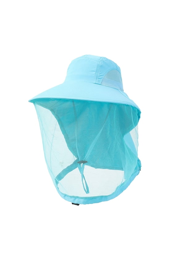 Unisex Summer Sun Hat Quick Drying Outdoor Fishing Bucket Visor with Neck Guard Girth Breathable Fisherman Cap Blue Blue