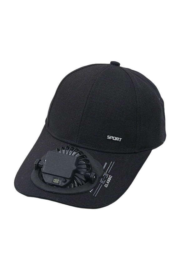 Unisex Summer Visor With Built In Fan For Outdoor Activities Lightweight Breathable Sun Mesh Baseball Cap Fishing Beach Hat Solar Powered USB Charging Black