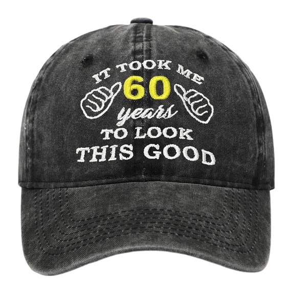Valora Washed Embroidered Baseball Cap For 60th 65th 70th And 75th Birthdays Sun Hat For Outdoor Activities Black Black
