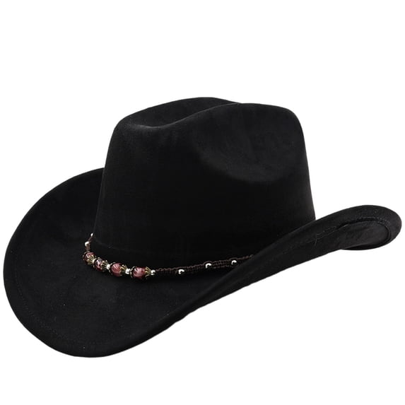 Valora Western Cowboy Hat Curved Brim For Outdoor Adventure Travel Riding Country Style Black