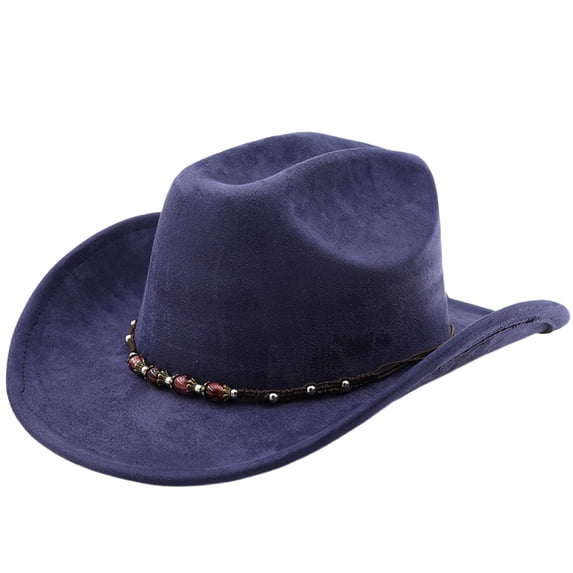 Valora Western Cowboy Hat Curved Brim For Outdoor Adventure Travel Riding Country Style Blue