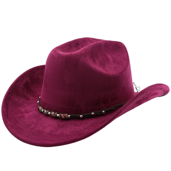 Valora Western Cowboy Hat Curved Brim For Outdoor Adventure Travel Riding Country Style Red