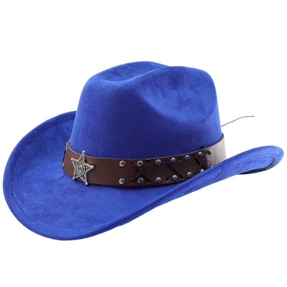 Valora Western Cowboy Hat Curved Brim Outdoor Travel Riding Country Style Classic Design Blue