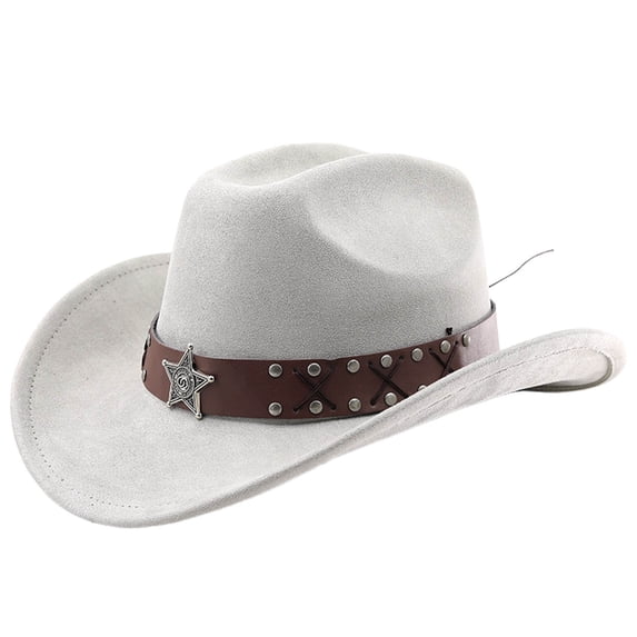 Valora Western Cowboy Hat Curved Brim Outdoor Travel Riding Country Style Classic Design Gray