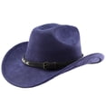thumbnail image 1 of Valora Western Cowboy Hat With Curved Brim For Outdoor Adventure Travel Riding Country Style Blue, 1 of 3