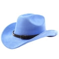 thumbnail image 1 of Valora Western Cowboy Hat With Curved Brim For Outdoor Adventure Travel Riding Country Style Blue, 1 of 3