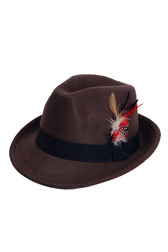 Western Cowboy Jazz Hat Unisex Oktoberfest Ethnic Style Wide Brimmed Headwear for Daily Outdoor Activities Brown