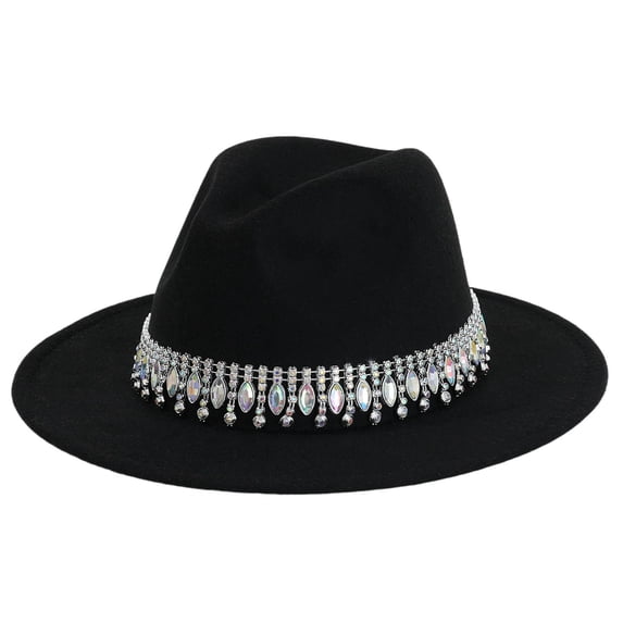Valora Western Hat for Men and Women - Rhinestone Heart Flat Brim Cowboy Hat for Party Dance Accessory Cowboy Cap Black