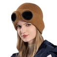 thumbnail image 1 of Valora Windproof Knitted Hat with Earflaps Warm Wool Skiing Cap for Cold Weather Outdoor Sports Brown, 1 of 4