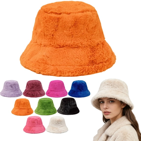 Valora Winter Furry Hat Warm Thickened Fisherman Cap For Girls Outdoor Travel Home Orange