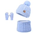 thumbnail image 1 of Valora Winter Kids Hat Scarf Warm Knitted Neck Warmer Mittens Set For Boys Girls Cold Outdoor Activities Blue, 1 of 6