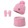 thumbnail image 1 of Valora Winter Kids Hat Scarf Warm Knitted Neck Warmer Mittens Set For Boys Girls Cold Outdoor Activities Red, 1 of 8