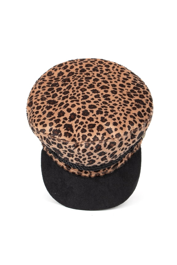 Winter Velvet Ladies Beret Plus Warm Visor Print Casual Leopard Baseball Caps Brown