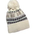 thumbnail image 1 of Valora Winter Woolen Hat Fashion Snowflake Warm Furball Knit With Thickened Cold Earflap Women White, 1 of 2