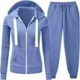thumbnail image 1 of Valora Women Fashion Clothes Autumn Casual Two Piece Set with Hoodie and Joggers for Daily Wear Comfortable Street Style Tracksuit for Everyday Leisure and Solid Color Weekend Outfit Blue, 1 of 4