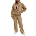 thumbnail image 1 of Valora Women Fashion Outfit Casual Hooded Tracksuit With Pockets For Daily Wear And Adventures Women s Trousers Suit Two Piece Outfit Modern Comfort Coffee L, 1 of 7