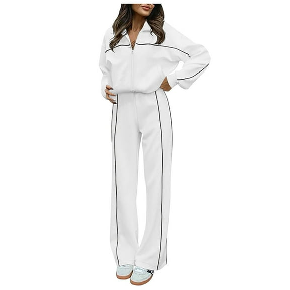 Valora Women Fashion Outfit Product Category Women's Trousers Suit Product Title Women's Two Piece Tracksuit Fall 2024 Long Sleeved Zip Up Sweatshirt Pant Suit Jogger Tracksuit