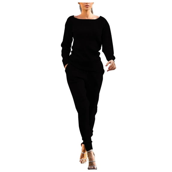 Valora Women Fashion Outfit Product Classification Women's Trousers Suit Versatile Tracksuit Set for Activewear and Everyday Casual Styling Black 2XL