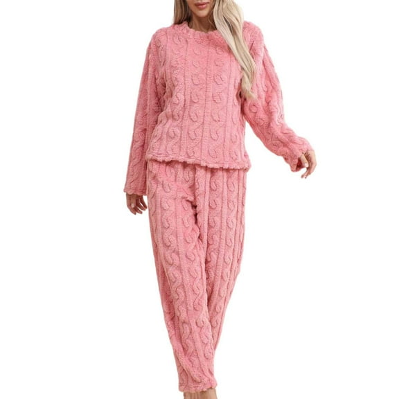 Valora Women Fashion Outfit Women Solid Casual Flannel Pajama Set For Everyday Wear Featuring Long Pants And Comfort Fit Styling Red M
