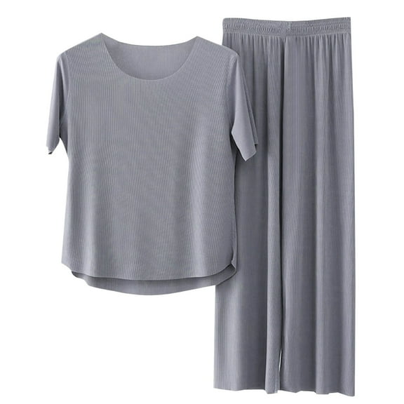 Valora Women Fashion Outfit Women’ s Summer Pants Suit Casual Comfort Set for Daily Wear Indoor and Outdoor Lightweight Breathable Sleepwear Outfit Blue XL