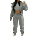 thumbnail image 1 of Valora Women Fashion Outfit Women's Trousers Suit for All Seasonwear Three Piece Tracksuit Set with Hooded Sweatshirt Vest Top and Pants for Casual Everyday Travel and Work Grey S, 1 of 5
