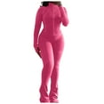 thumbnail image 1 of Valora Women Fashion Outfit Women’ s Trousers Suit Set for Two Piece Outfits Bodysuit Top Skinny Pants Tracksuit Casual Wear Hot Pink L, 1 of 8