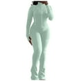 thumbnail image 1 of Valora Women Fashion Outfit Women’ s Trousers Suit Set for Two Piece Outfits Bodysuit Top Skinny Pants Tracksuit Casual Wear Mint Green M, 1 of 6