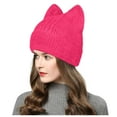 thumbnail image 1 of Valora Women Knit Cute Furry Cat Hat With Ear Slouchy Wool Winter Warm Hats Red, 1 of 5