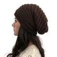 thumbnail image 1 of Valora Women Knit Hats Solid Winter Outdoor Splice Holey Autumn Baseball Caps Brown Brown, 1 of 5