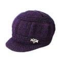 thumbnail image 1 of Valora Women Winter Warm Knit Hat Wool Ski Caps With Visor Purple, 1 of 9