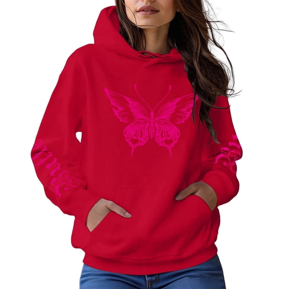 Valora Women's Hoodies And Sweatshirts For Everyday Wear With Round Neck And Pattern Design Cozy Fall And Winter For Jeans And Casual Styles Versatile Basic Comfort Red L