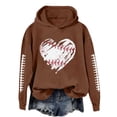 thumbnail image 1 of Valora Women's Hoodies Sweatshirts For Everyday Casual Sportswear Stylish Rugby Print Hooded Pullover For Games And Outdoor Activities Brown L, 1 of 3