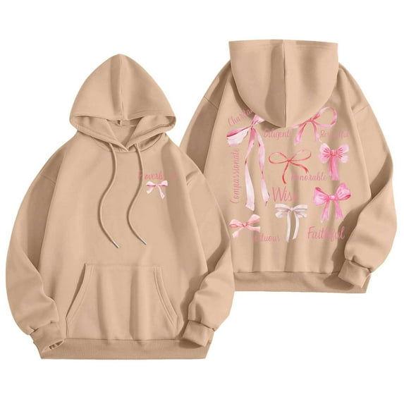Valora Women's Hoodies Sweatshirts | Hoodies For Women Word Graphic Sweatshirts Hoodie Sweatshirts Preppy Clothes Long Sleeve Sweatshirt Tops Khaki M