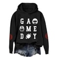 thumbnail image 1 of Valora Women's Hoodies Sweatshirts for Casual Wear Sports Activities and Games Stylish Rugby Print Hooded Sweatshirt for Everyday Comfort Black L, 1 of 3