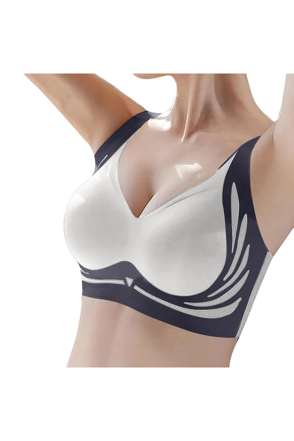 Women's Wireless Bra With Seamless Smooth Comfort Wirefree T Shirt Bra Blue M
