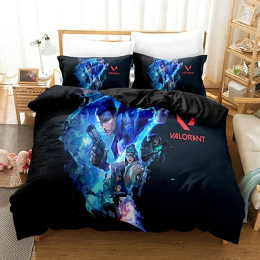 Valorant Bedding Three Piece set Soft and comfortable bedding two pillowcases and one quilt cover Adult children Christmas gift
