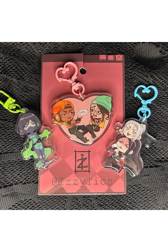 Valorant Character Keychains: Viper, Sage, Jett, Raze, KJ, Mosh (2.5 inch, Epoxy) (1 keychain)