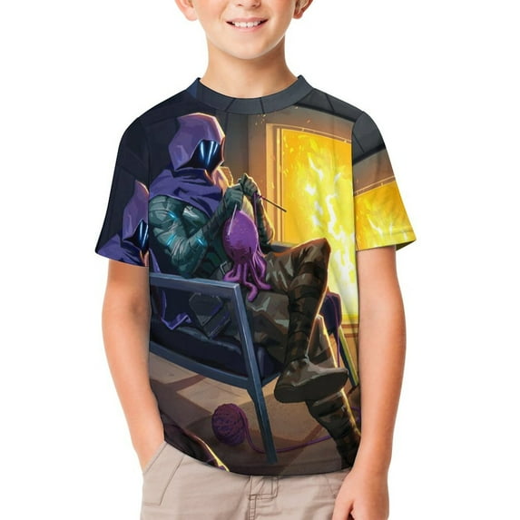 Valorant Omen Kid Shirts Unisex Casual Tops 3D Print Graphic Tees Short Sleeve T Shirts for Boys Girls 160CM