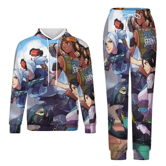 Valorant Sweatshirt & Sweatpants Tracksuit Sets Printed Casual Pullover Hoodie & Pants Set S