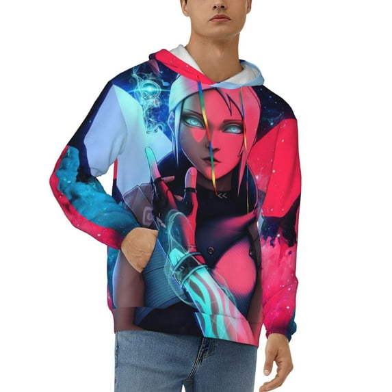 Valoranta Men's Hoodie With Color Drawstrings Sweatshirt Hooded Pullover Print Winter Coat Jacket Small