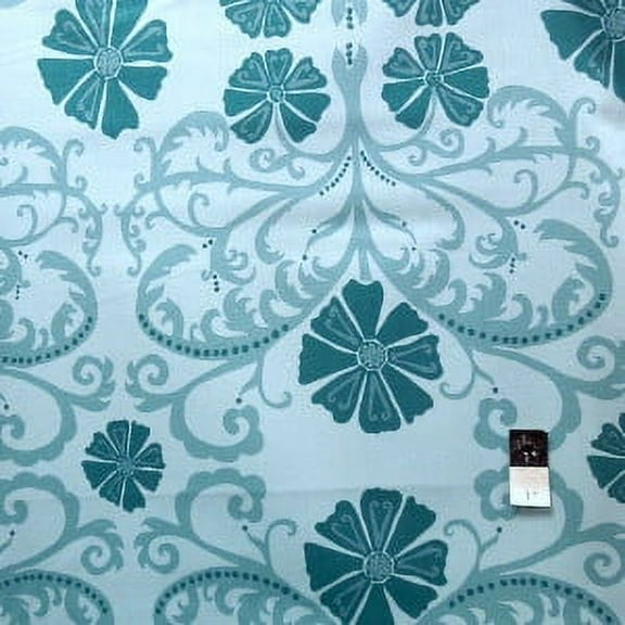 Valori Well LVW03 Jenaveve Tribal Floral Teal Linen & Cotton Blend Fabric By Yard