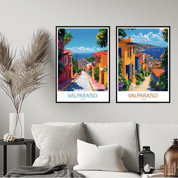 ValparaÃso Chile Travel Edificio Armada Santiago Beach Wall Travel Chile Room Poster, Set 2, Poster Only