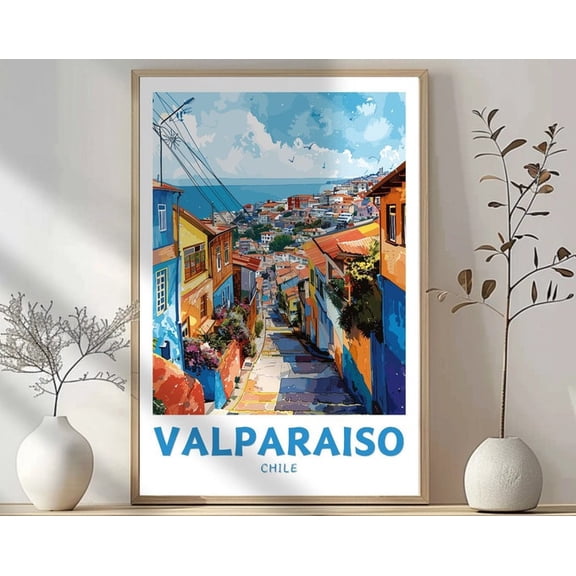 Valparaiso Chile Cityscape Wall Art Print, Unframed Paper Poster 8x10in