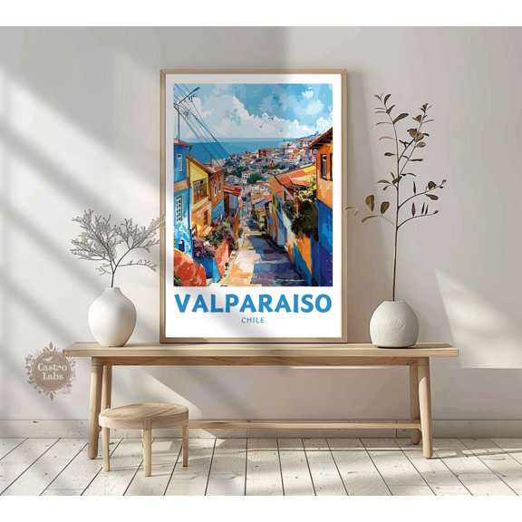 Valparaiso Chile Print: Coastal Cityscape Poster, Poster Only