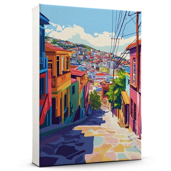 Valparaisos Canvass Vintage, Chile Travel Prints Wall Art, Valparaisos Travel Canvas, Chile Travel Colorful Canvas - 100AZ1421