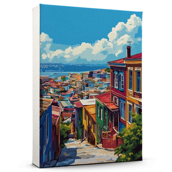Valparaisos Travel Canvas, Chile Canvas Print vintage, Colorful Valparaisos Decor City Road, Chile Pictures Wall Art - 102AZ1421